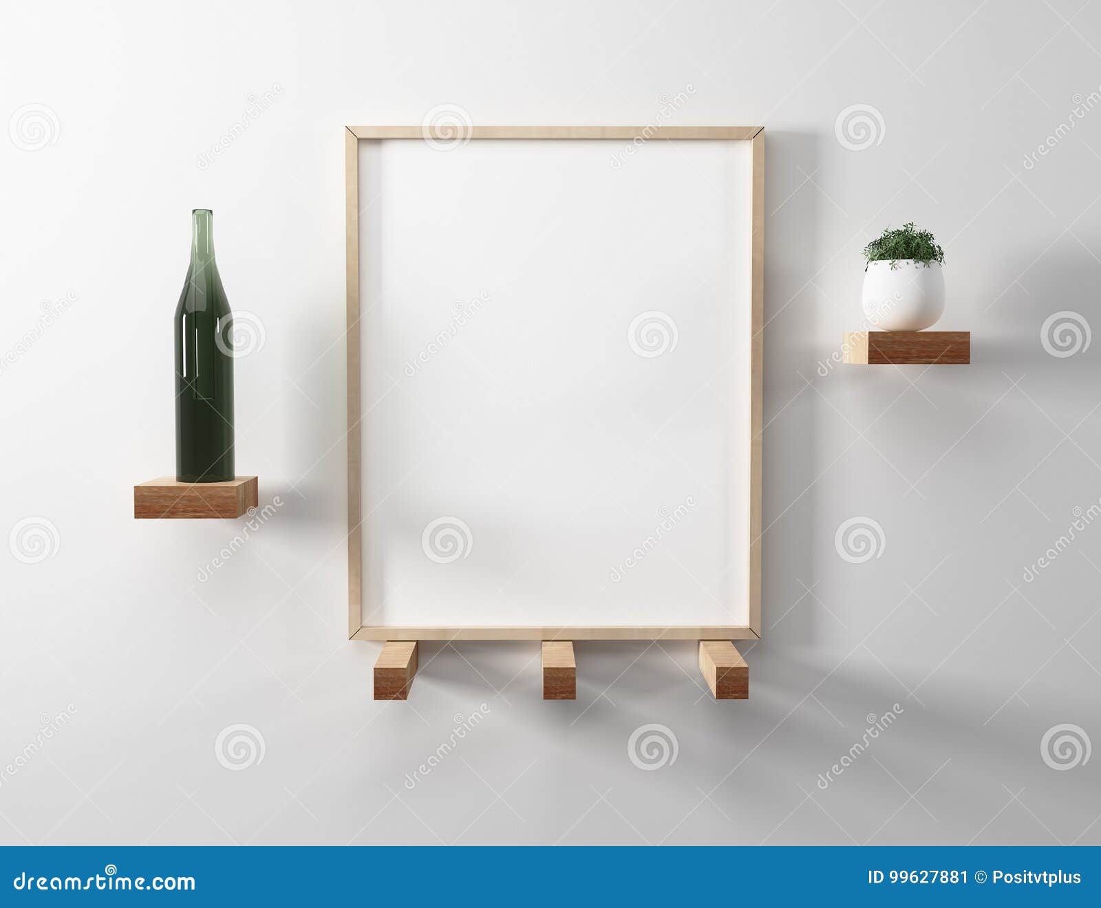Download Blank Frame Mockup Floating Shelf Stock Illustration ...