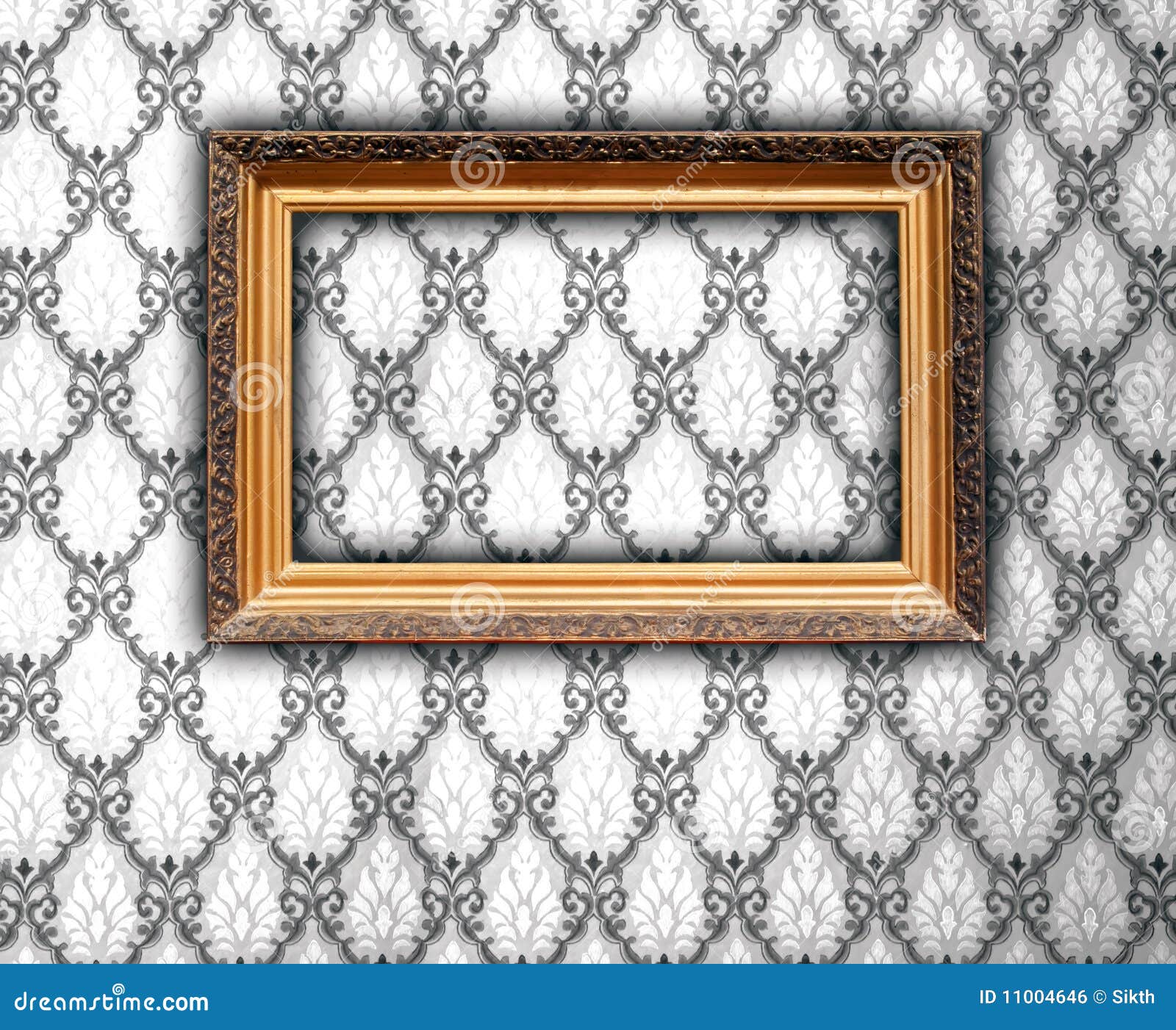 Blank Frame on Vintage Wallpaper Stock Photo Image of space, decor