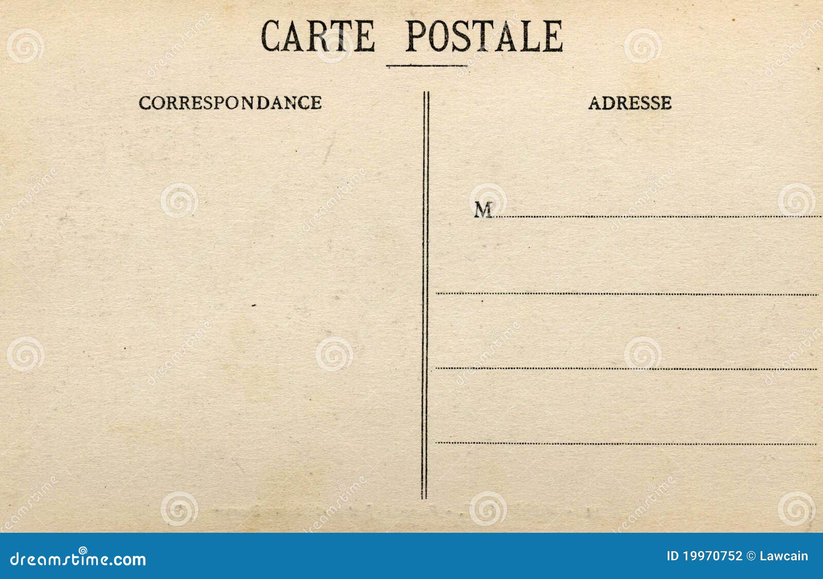 Blank French Postcard. Vintage, blank, French postcard dating to early 1900s.