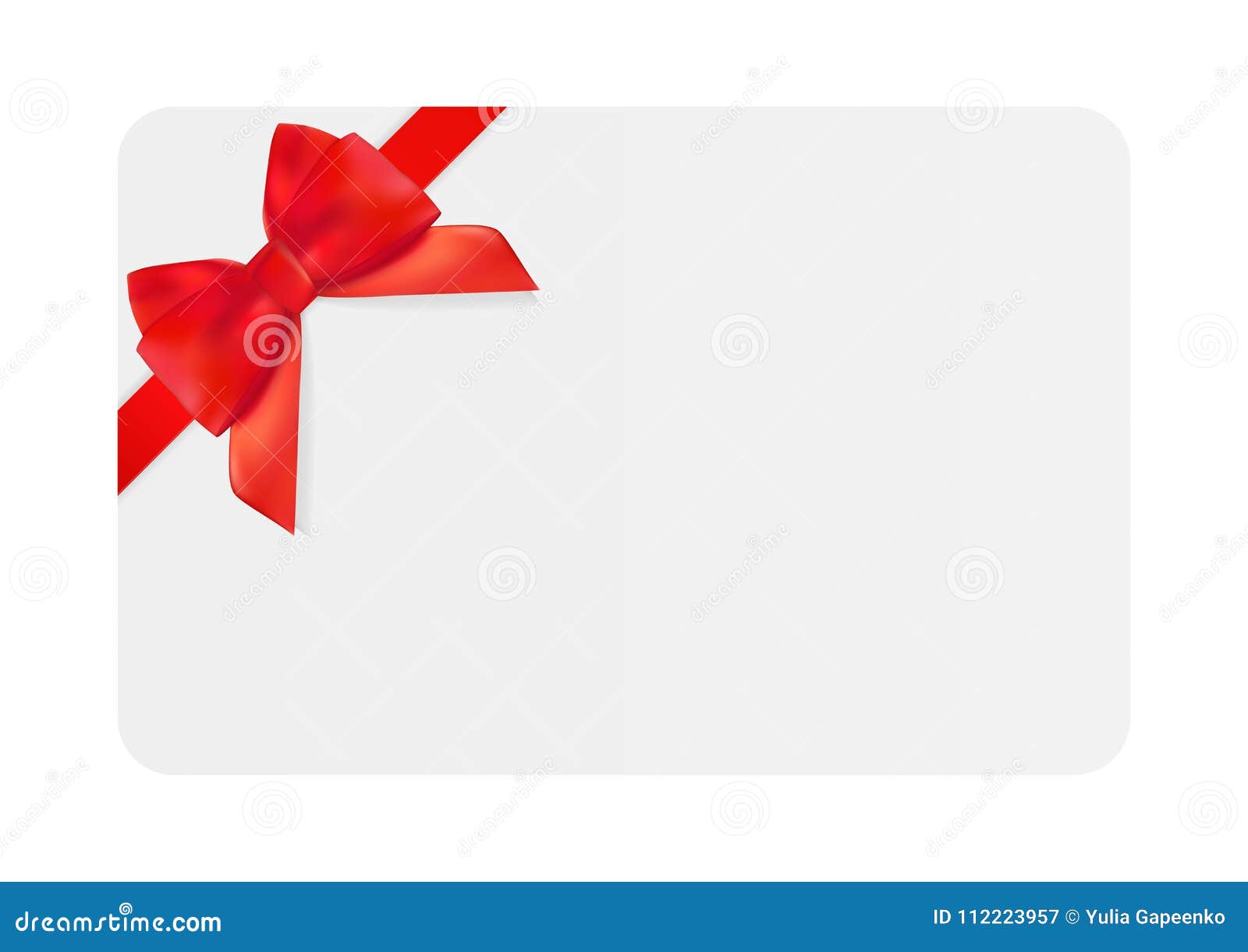 Blank Gift Card Template with Red Bow and Ribbon. Vector With Regard To Present Card Template