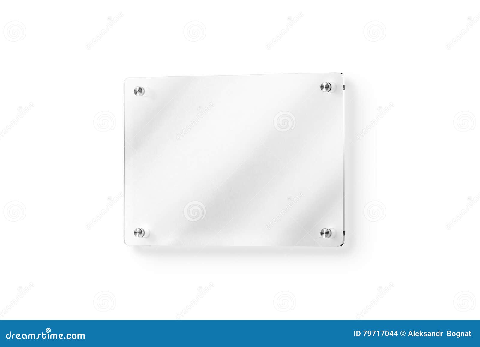 Blank Glass Name Plate Wall Mounted Mockup Clipping Path Stock