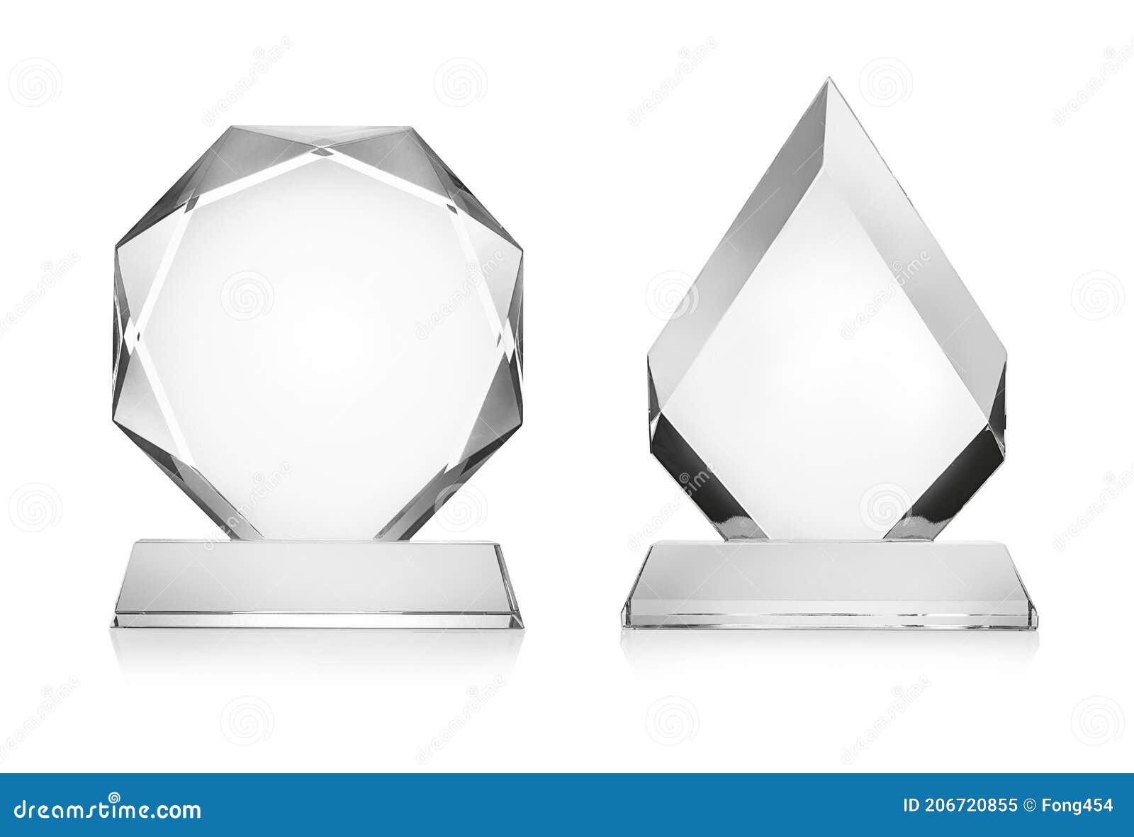 blank glass trophy mockup  on white with clipping path
