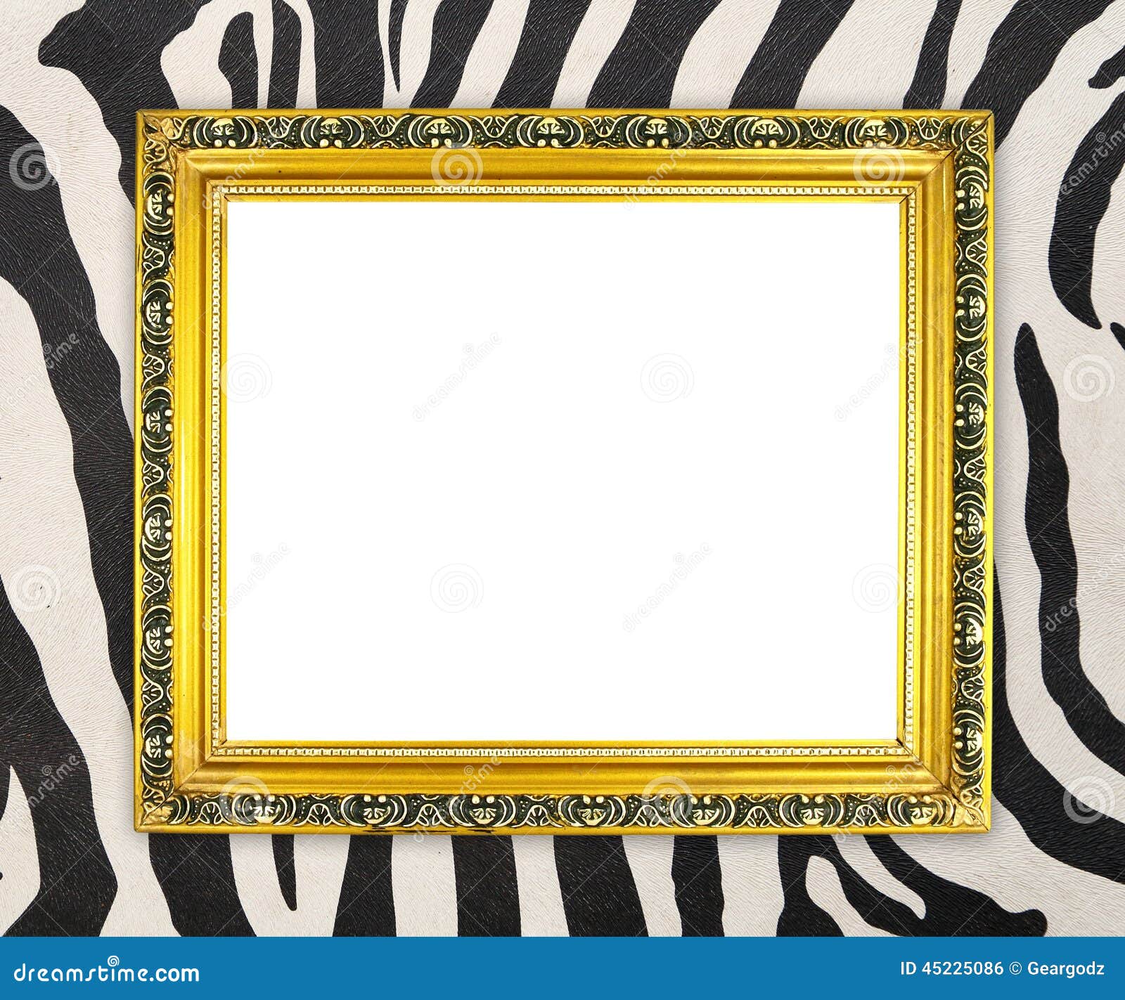 Blank Golden Frame with Zebra Texture Stock Photo Image of abstract