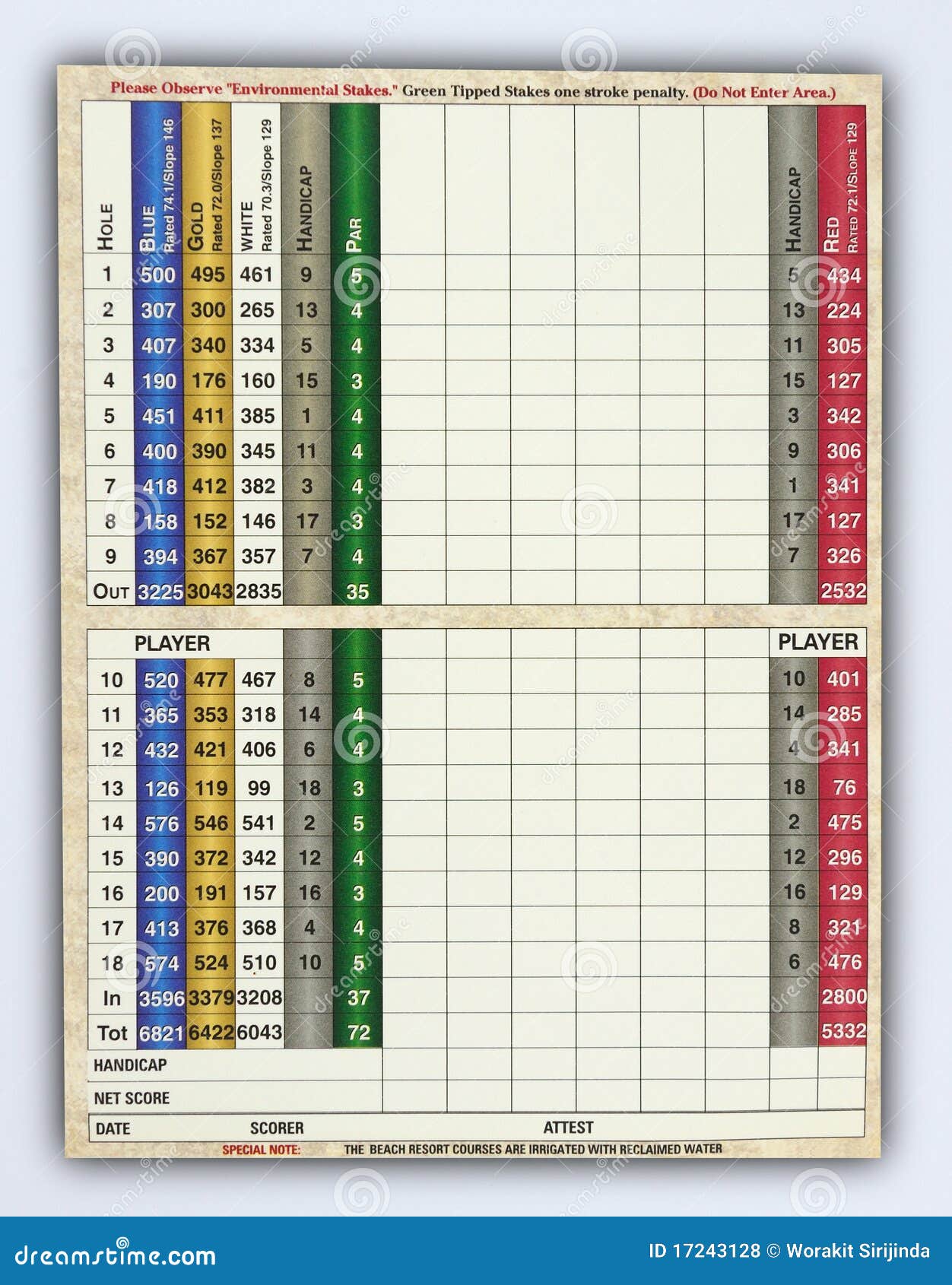 Blank golf score card stock photo. Image of scorecard - 22 Regarding Golf Score Cards Template