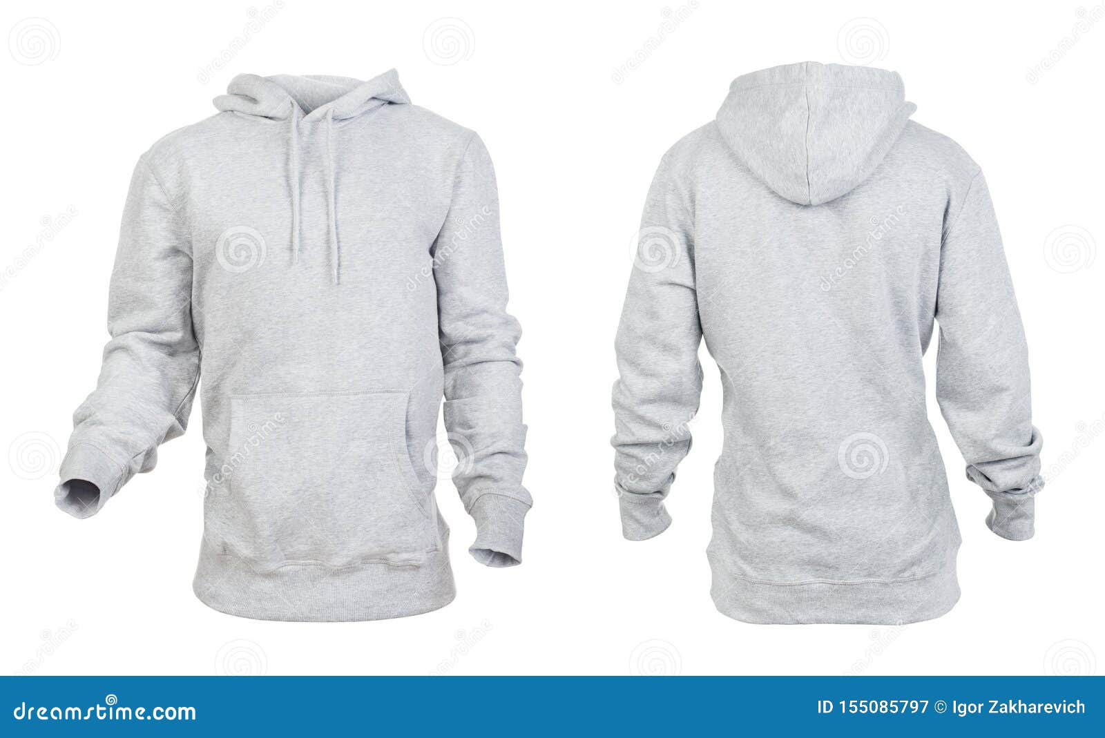 Blank Gray Hoodie Frontside and Backside Stock Image - Image of grey ...