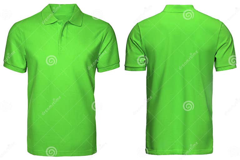 Blank Green Polo Shirt, Front and Back View, Isolated White Background ...