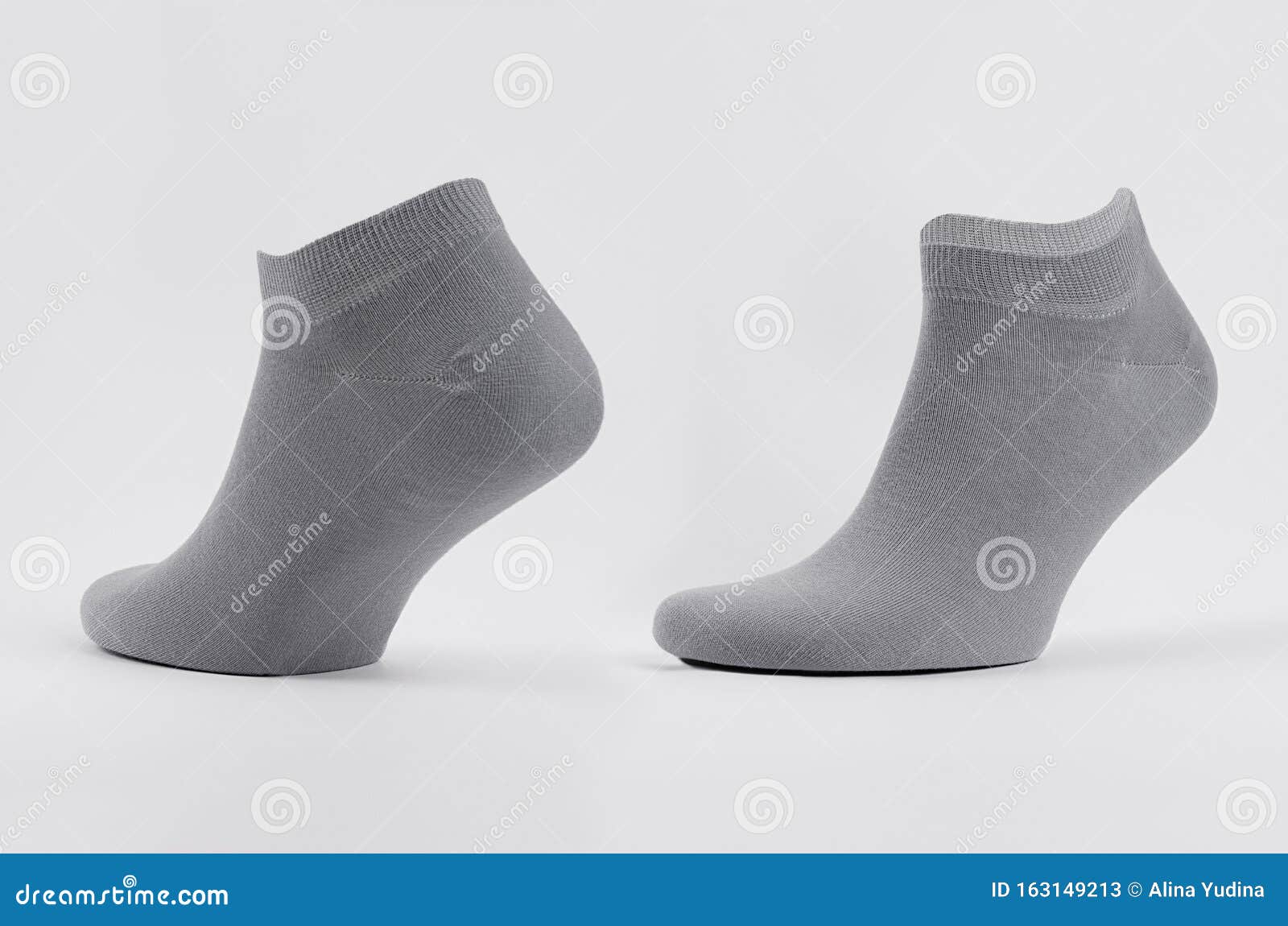 Blank Grey Cotton Short Sock on Invisible Foot on White Background As ...