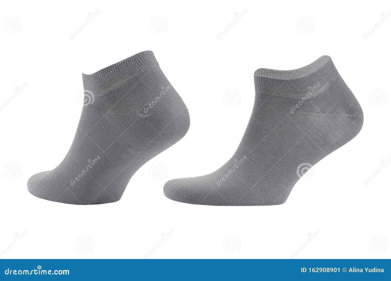 Blank Grey Cotton Sport Short Socks on Invisible Foot Isolated on White ...