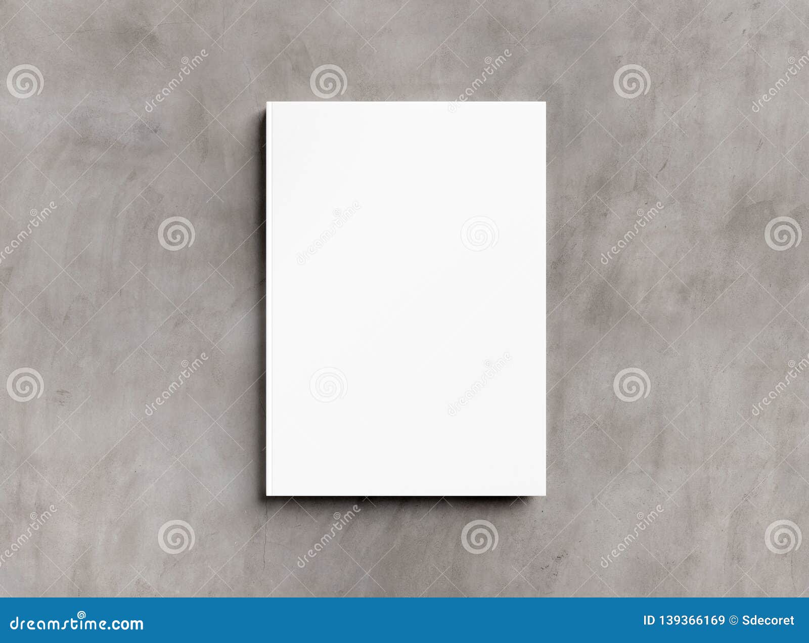 Blank Hardcover Book Mockup on Concrete 3D Rendering Stock Illustration