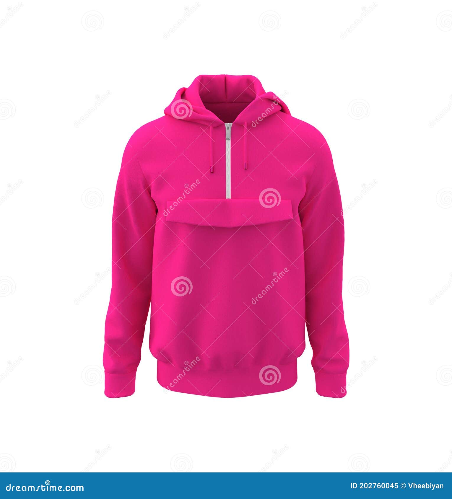 Download Blank Hooded Sweatshirt Mock-up With Half Zip Stock ...