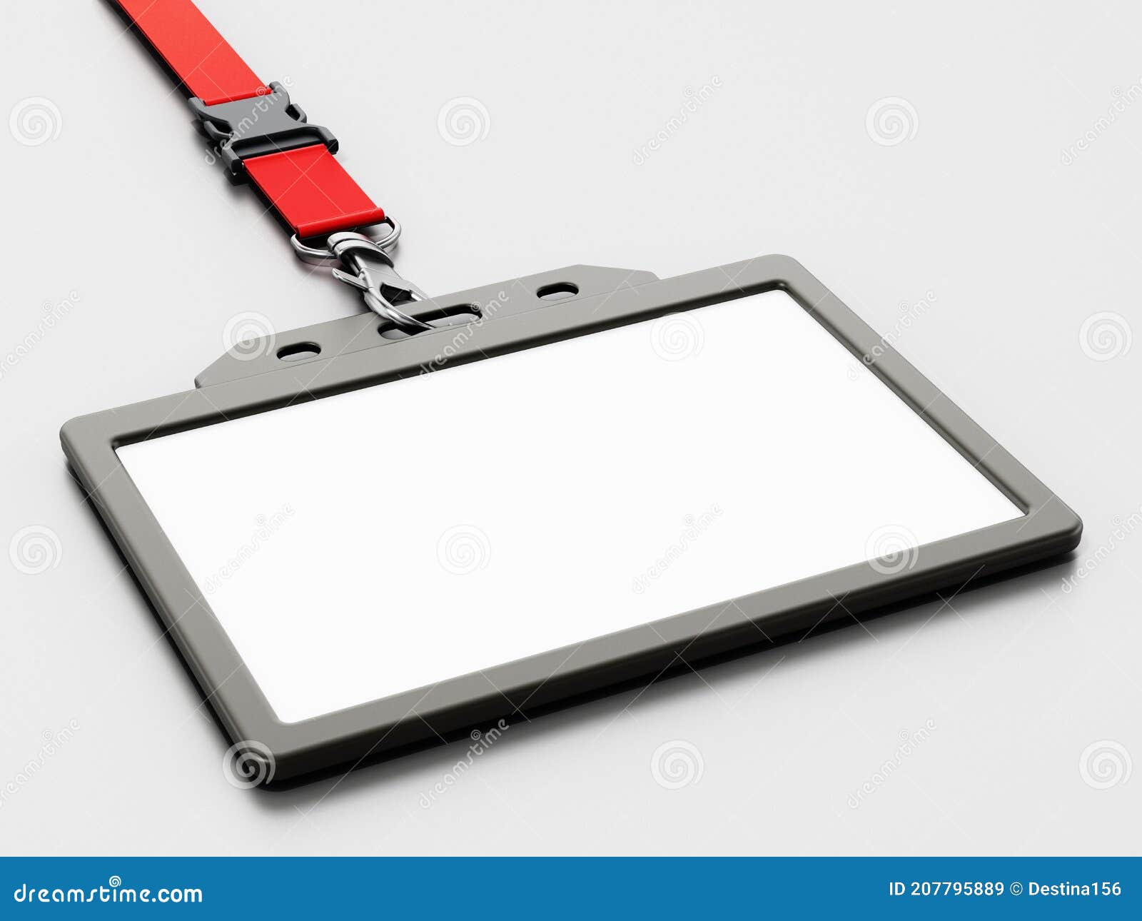 Blank ID Card Isolated on White Background. 3D Illustration Stock