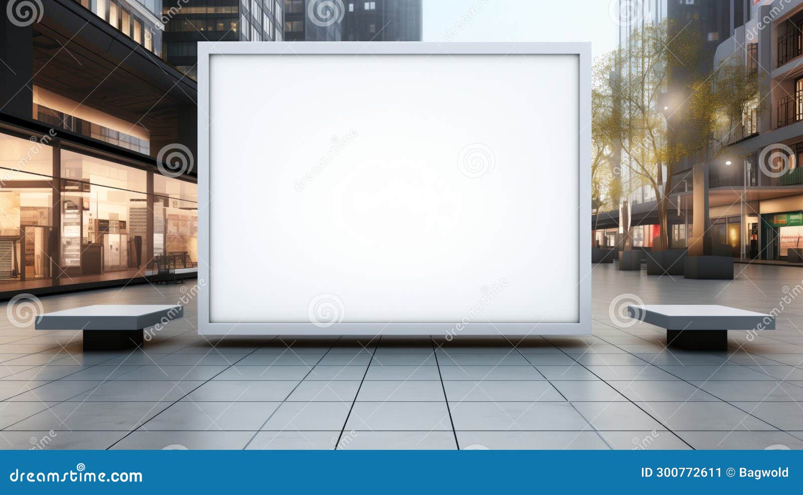 blank iluminated information sign in city street - copy space for text or images