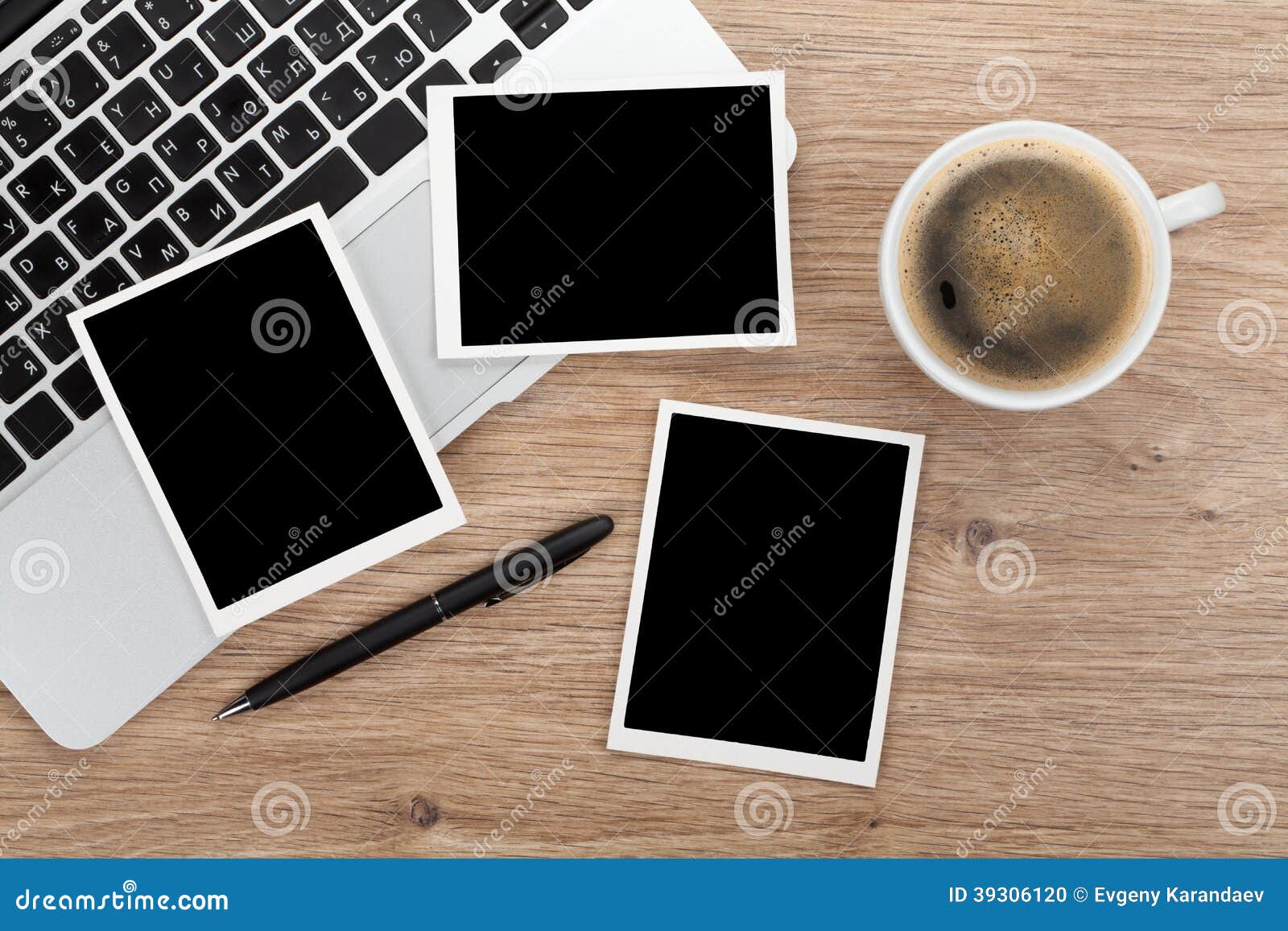 Blank Instant Photo Frames Over Office Table Stock Photo Image of