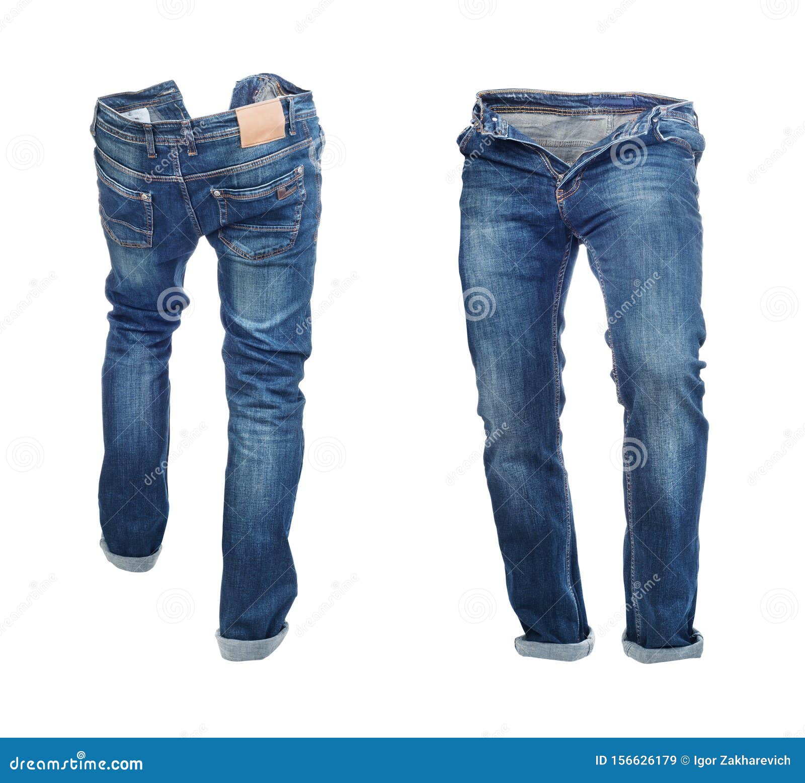 Blank Jeans Pants Frontside and Backside Stock Image - Image of blue ...
