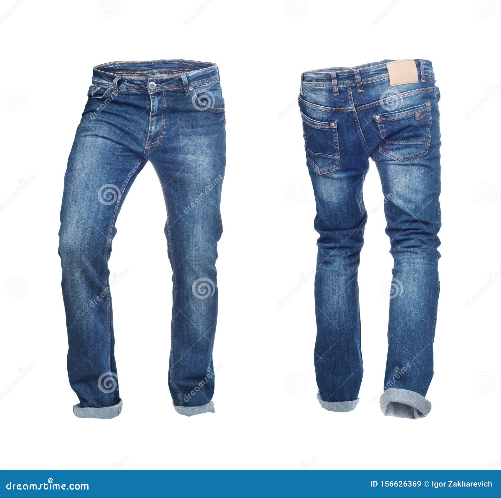 Blank Jeans Pants Frontside and Backside Stock Image - Image of male ...