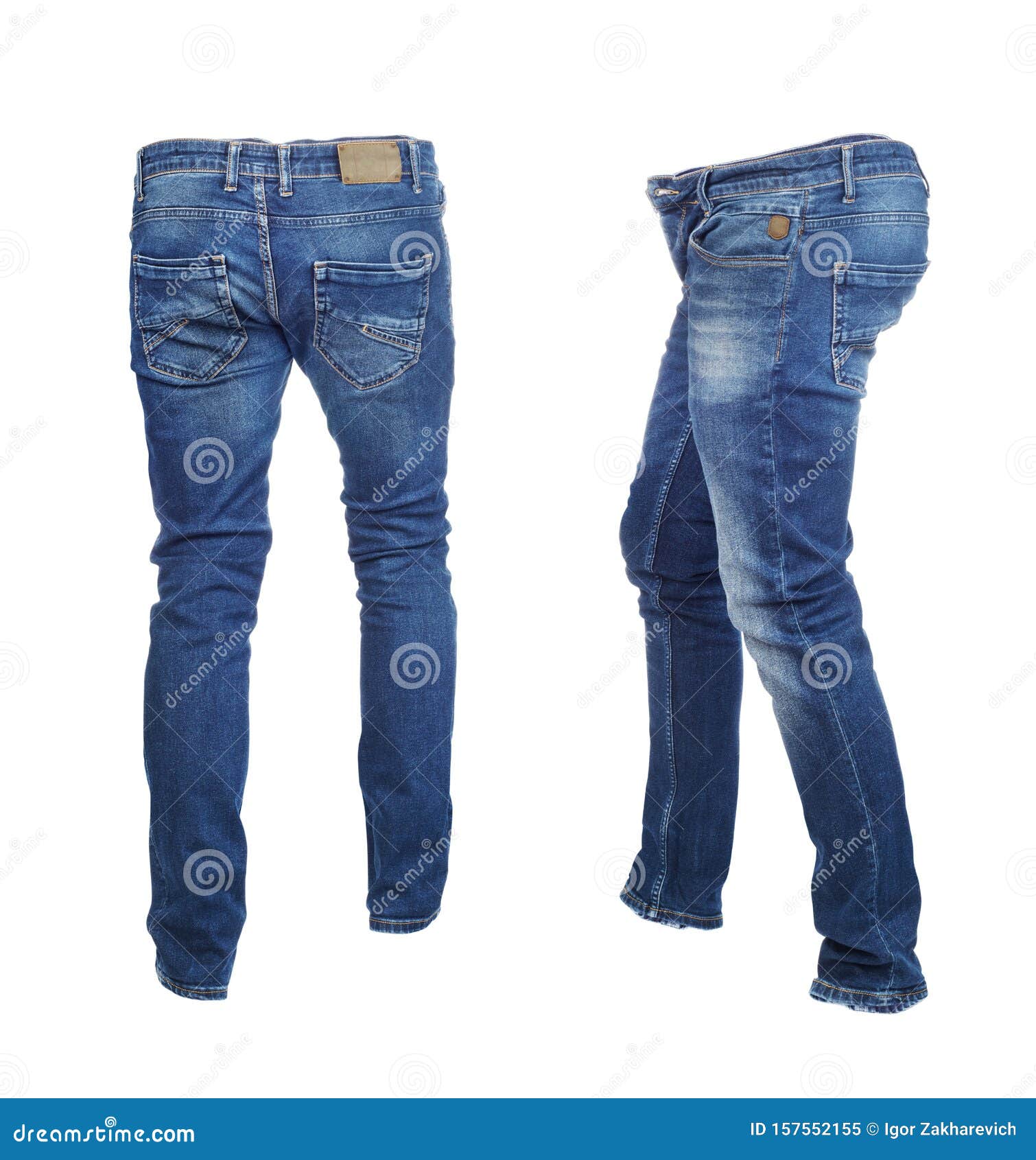 Blank Jeans Pants Frontside and Backside Stock Image - Image of ...