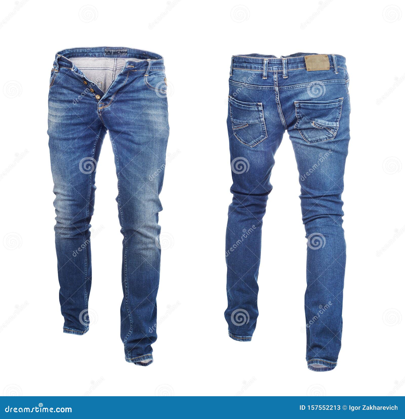 Blank Jeans Pants Frontside And Backside Stock Image - Image of classic ...