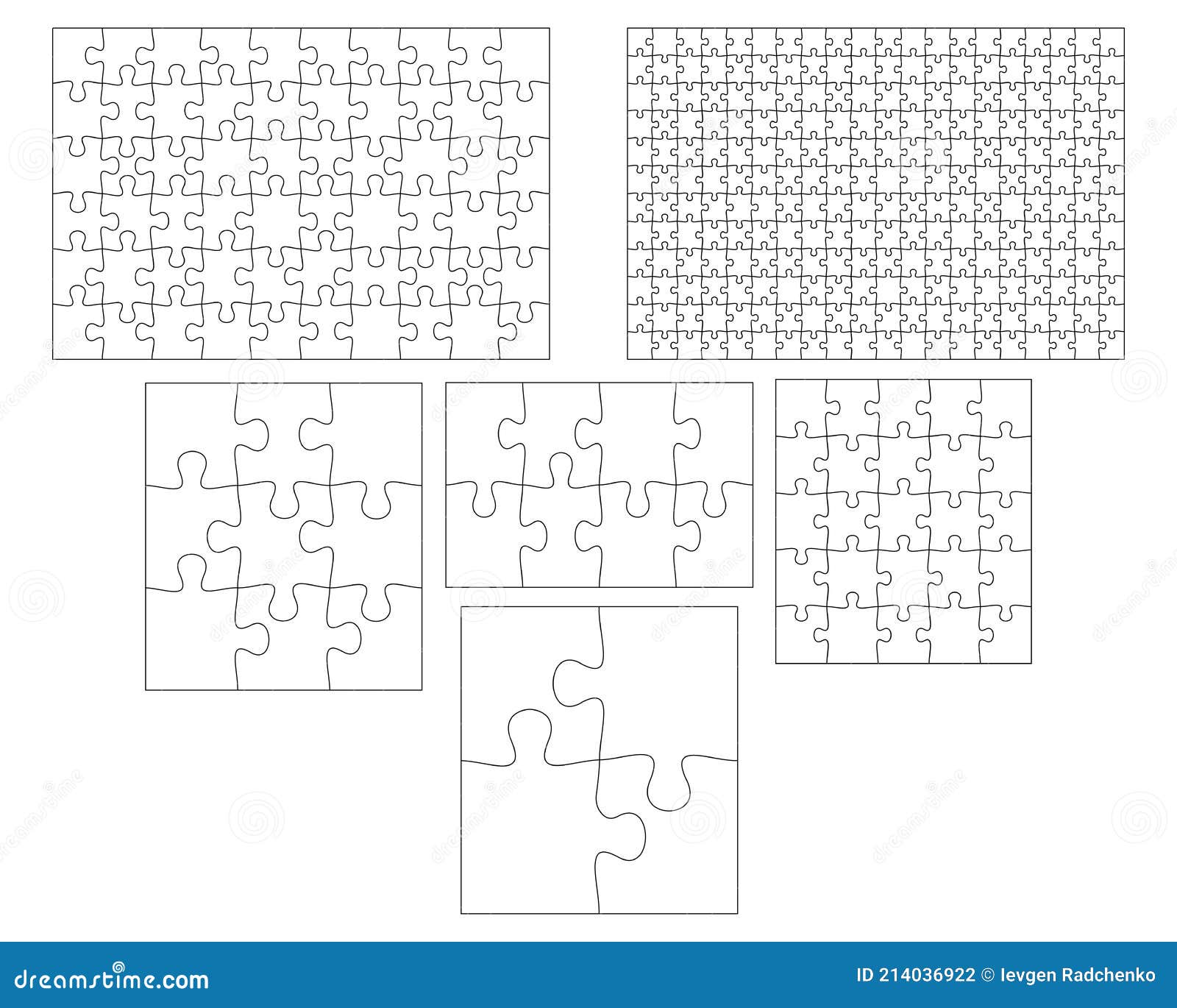 Blank Jigsaw Puzzle 9 pieces. Simple line art style for printing