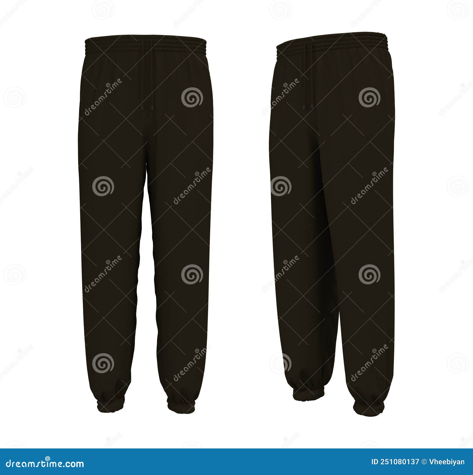 Blank Joggers Mockup, Front and Side Views. Sweatpants. 3d Rendering ...