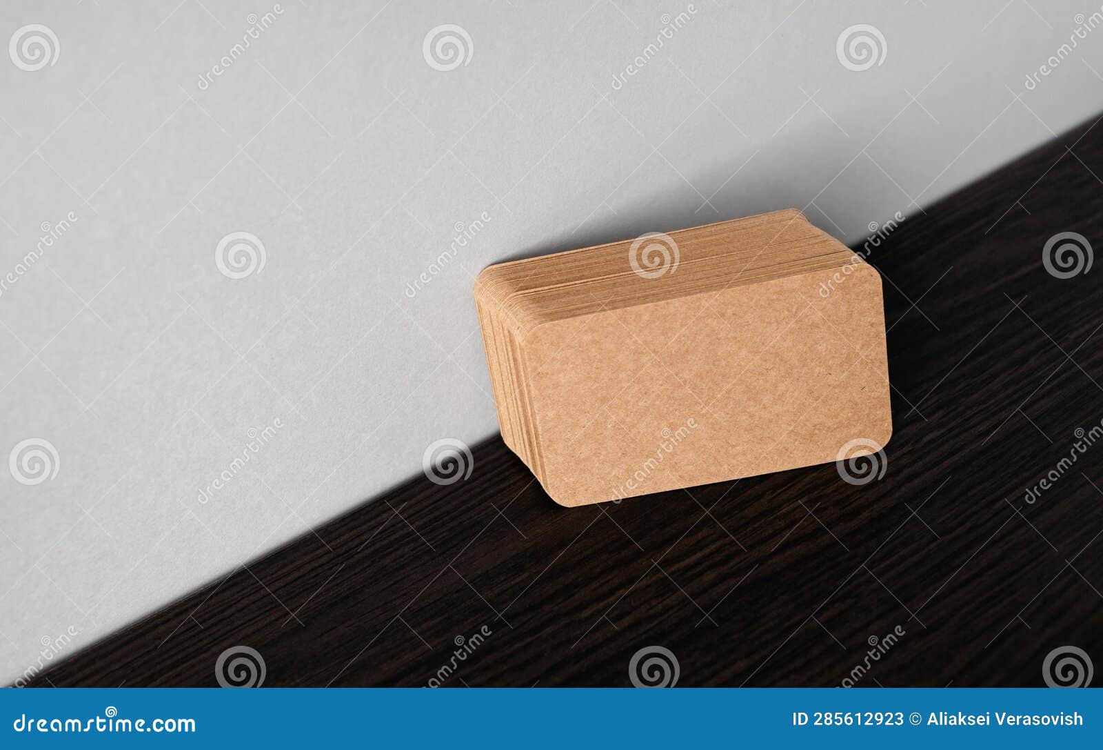 Blank kraft business cards stock image. Image of card 285612923