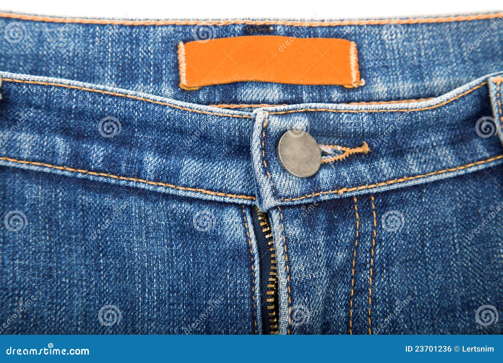 Blank Label on Used Blue Jeans Stock Photo - Image of apparel, macro ...