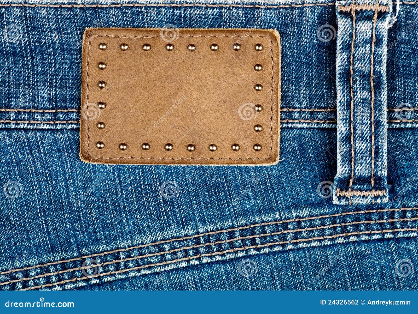Blank Leather Jeans Label Decorated by Rivets Stock Photo - Image of ...