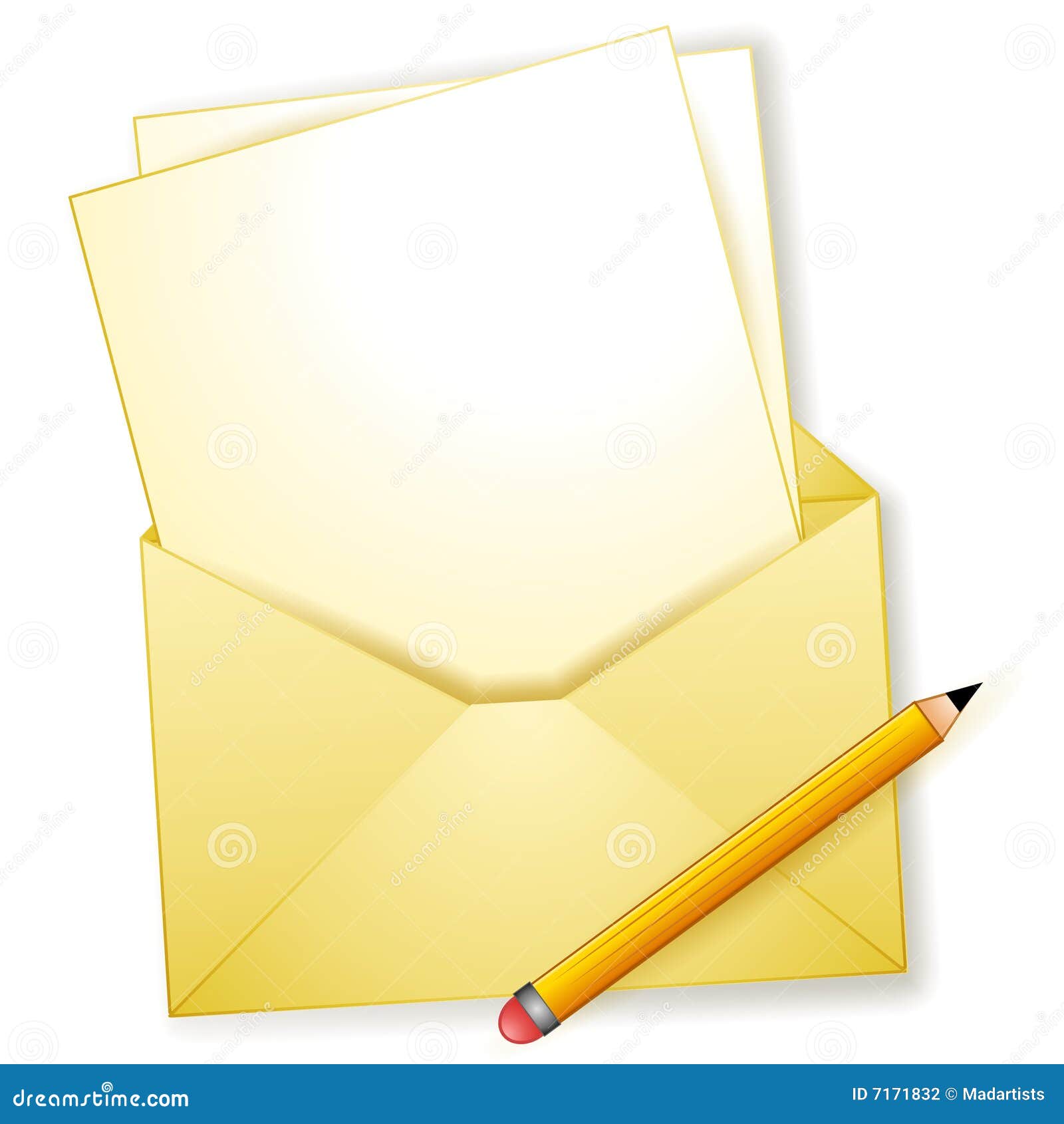 Blank Letter Envelope Pencil Stock Illustration Illustration Of