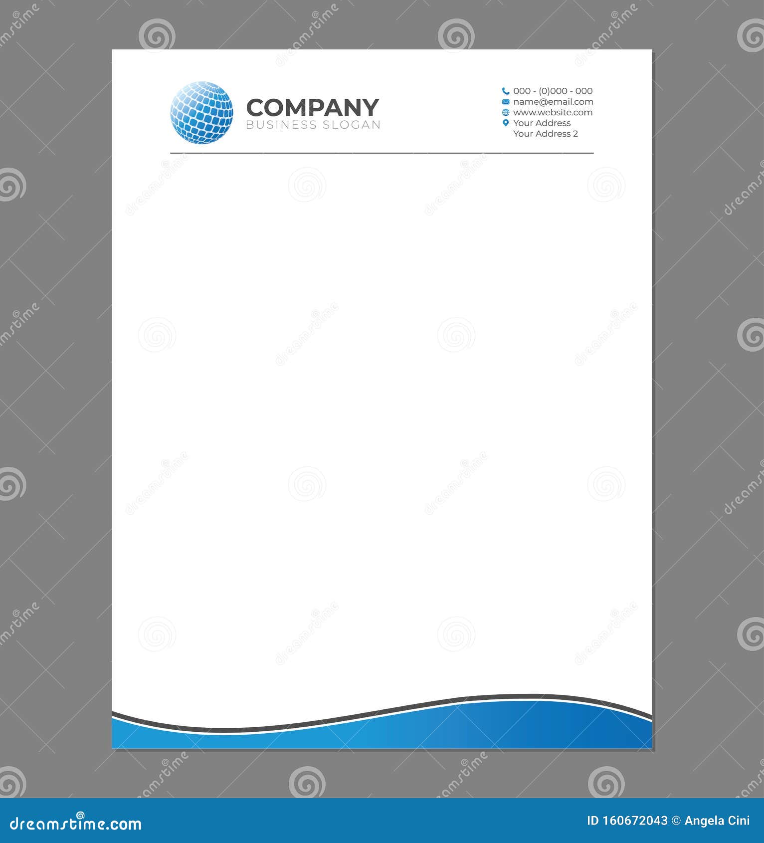 Blank Letterhead Template For Print With Sphere Logo Stock Vector Illustration Of Banner Border 160672043