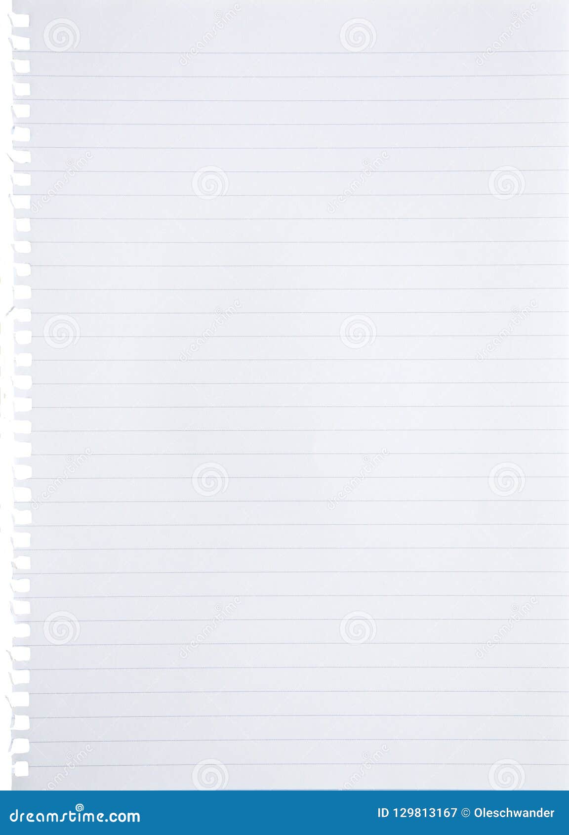 Blank Lined White Paper Sheet Torn Out from Notebook Background with