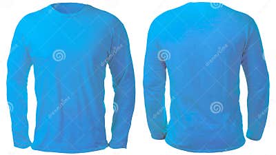 Blue Long Sleeved Shirt Design Template Stock Image - Image of front ...