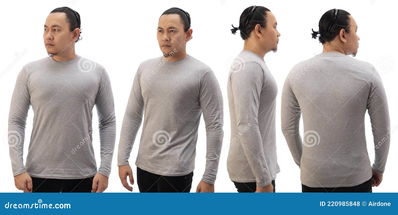 Blank Long Sleeved Shirt Mock Up Template, Front Side and Back View ...