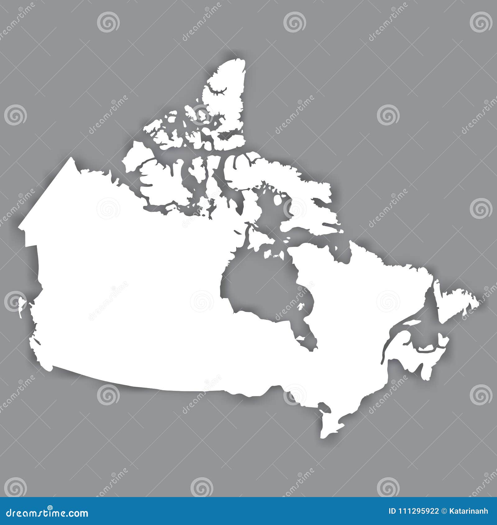 Blank Map of Canada. Blank White Similar Canada Map Isolated on Gray