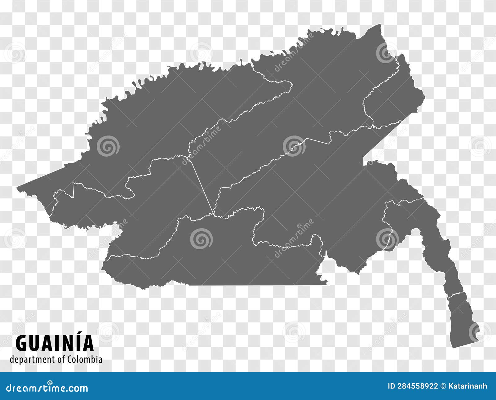 blank map guainia department of colombia. high quality map guainia with municipalities on transparent background