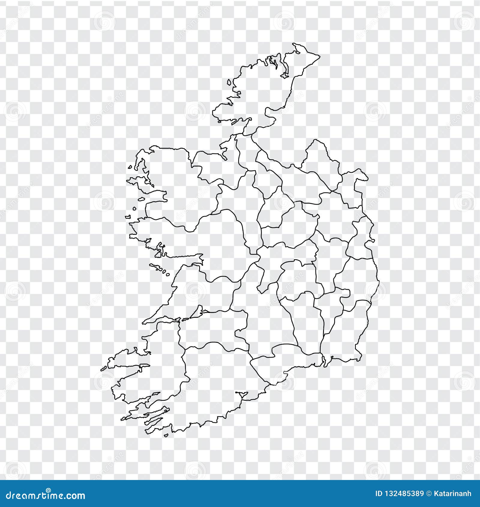 Blank Map Ireland. High Quality Map Ireland with Provinces on