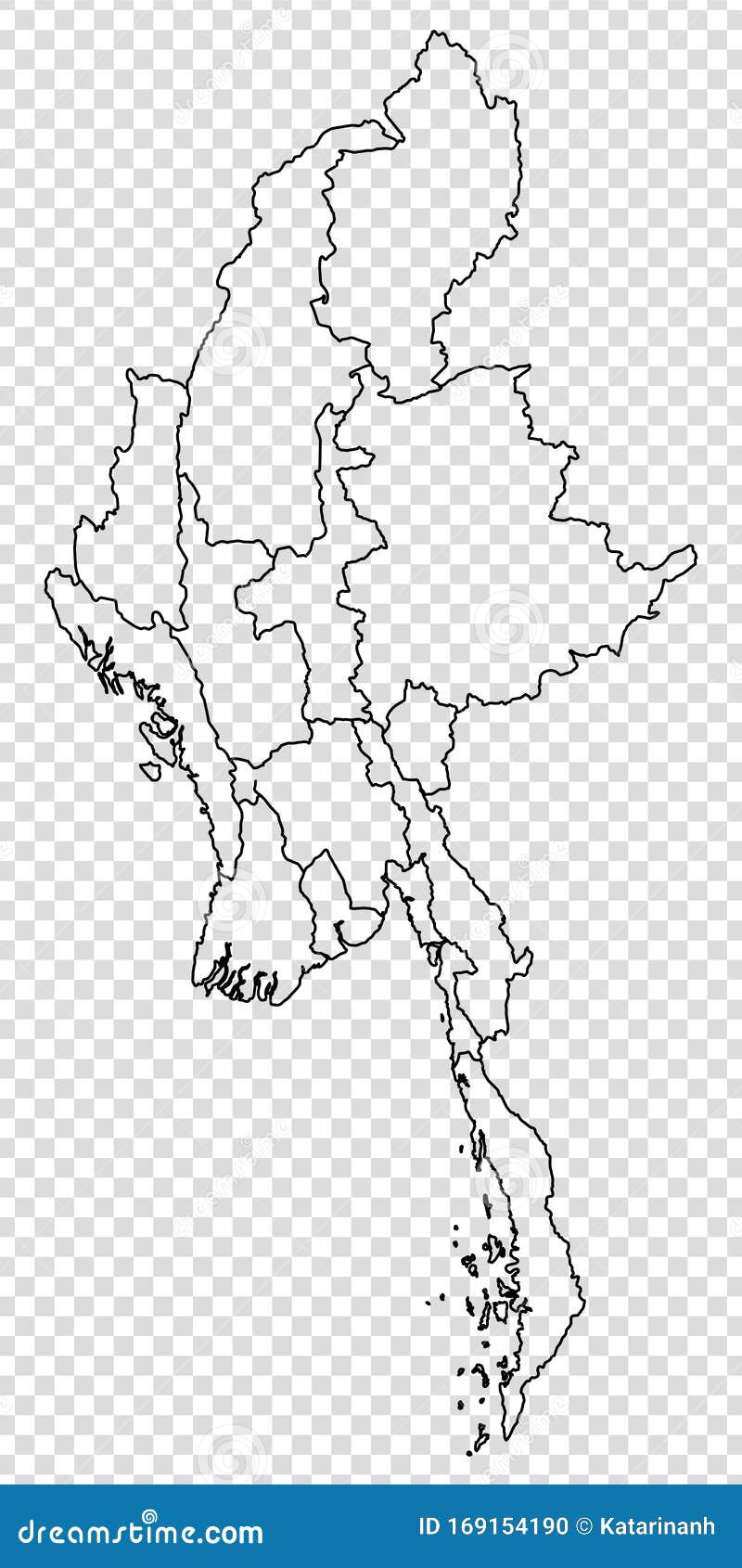 Get Transparent Myanmar Map Outline PNG