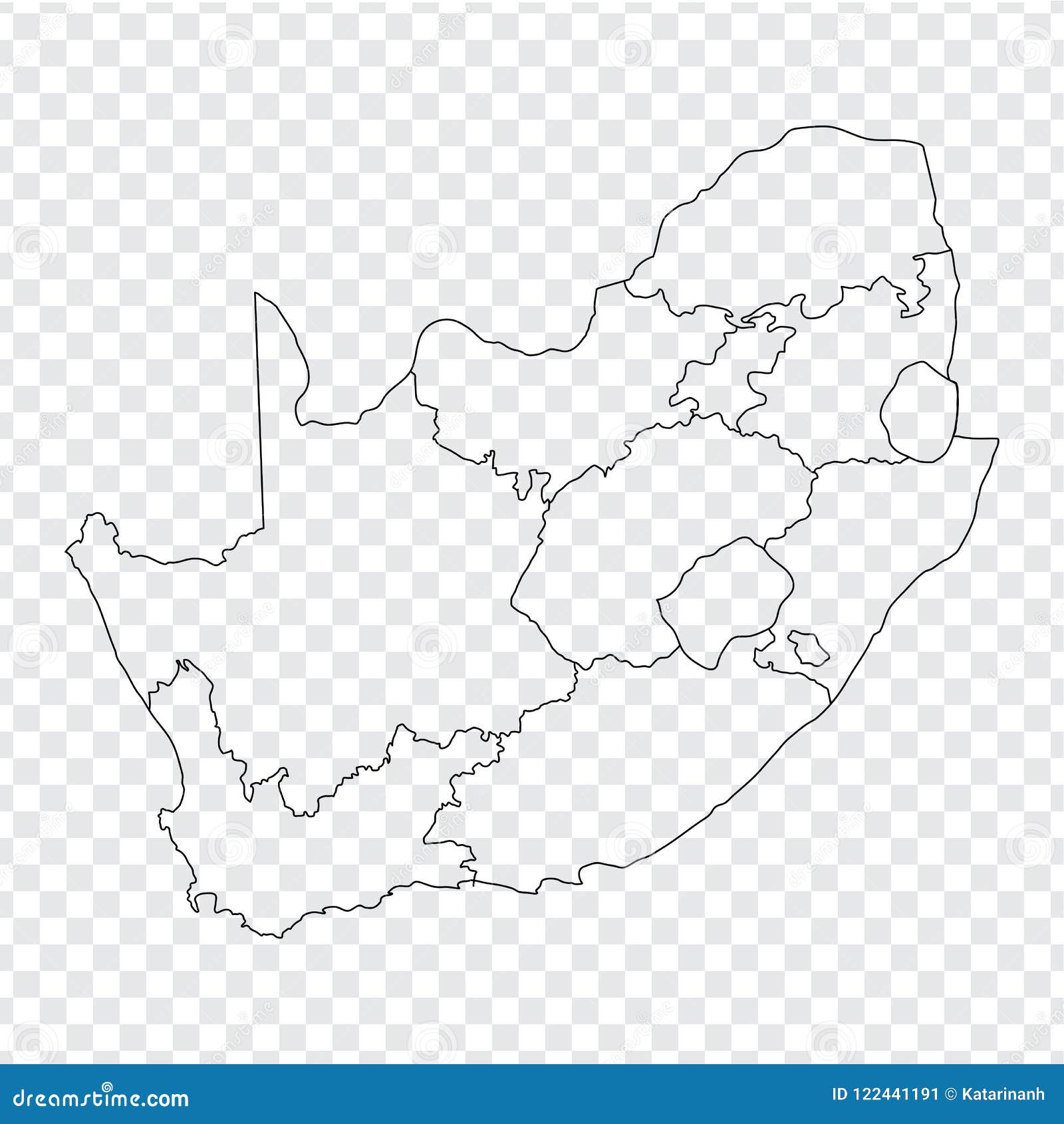 Blank Map South Africa. High Quality Map of South Africa with the