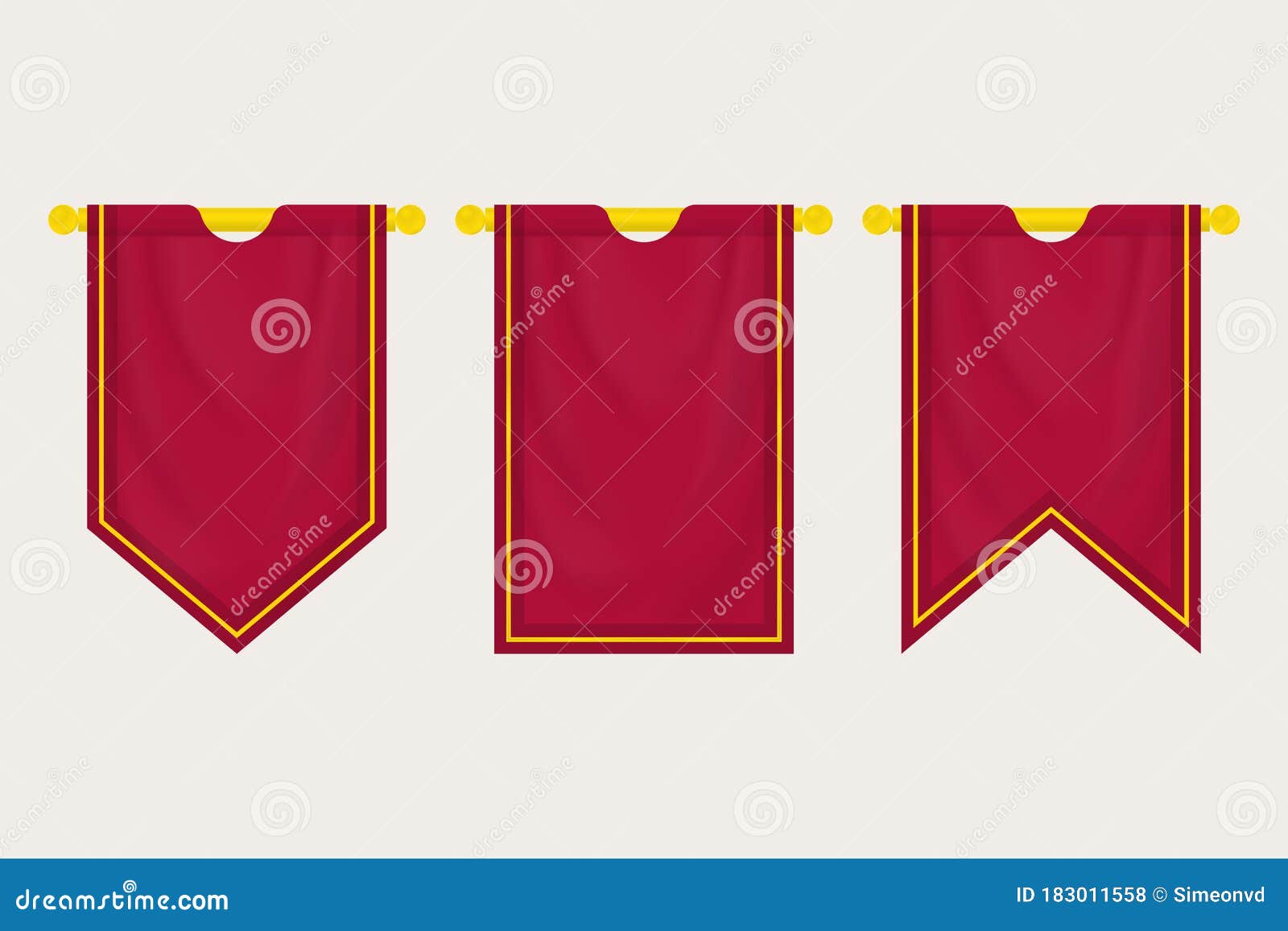 Blank Medieval Hanging Banner Set of Empty Flags Stock Vector