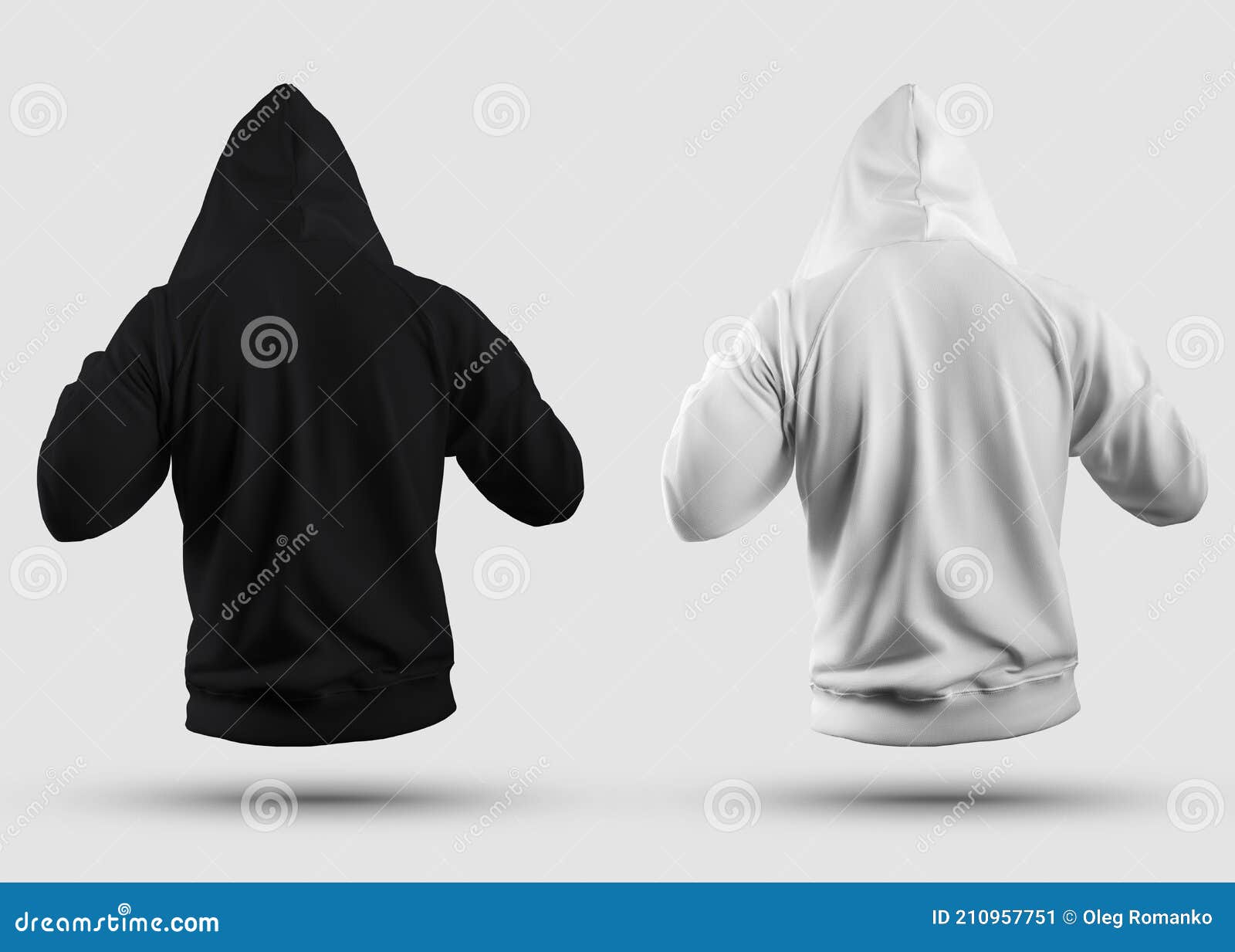 Blank Men`s Hoodie Template 25D Rendering, Realistic White, Black Throughout Blank Black Hoodie Template