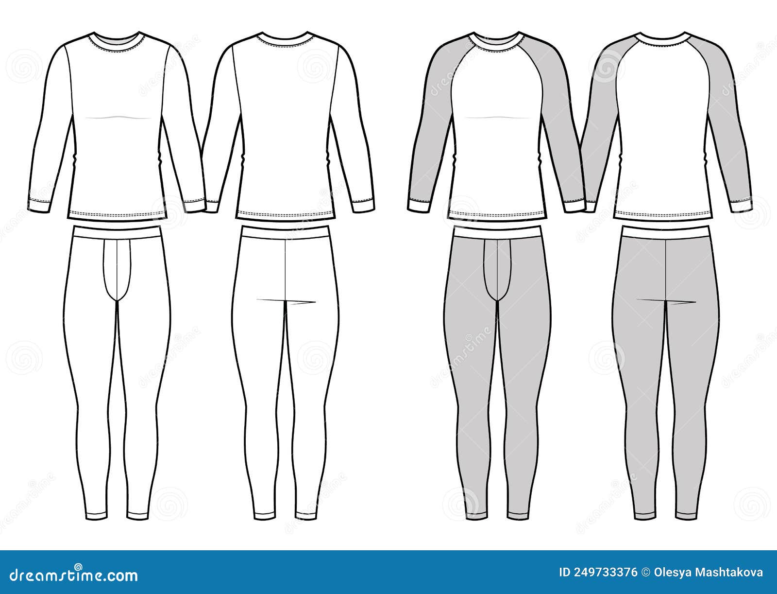 Blank Men S Sleepwear in Front, Back Views. Stock Vector - Illustration ...