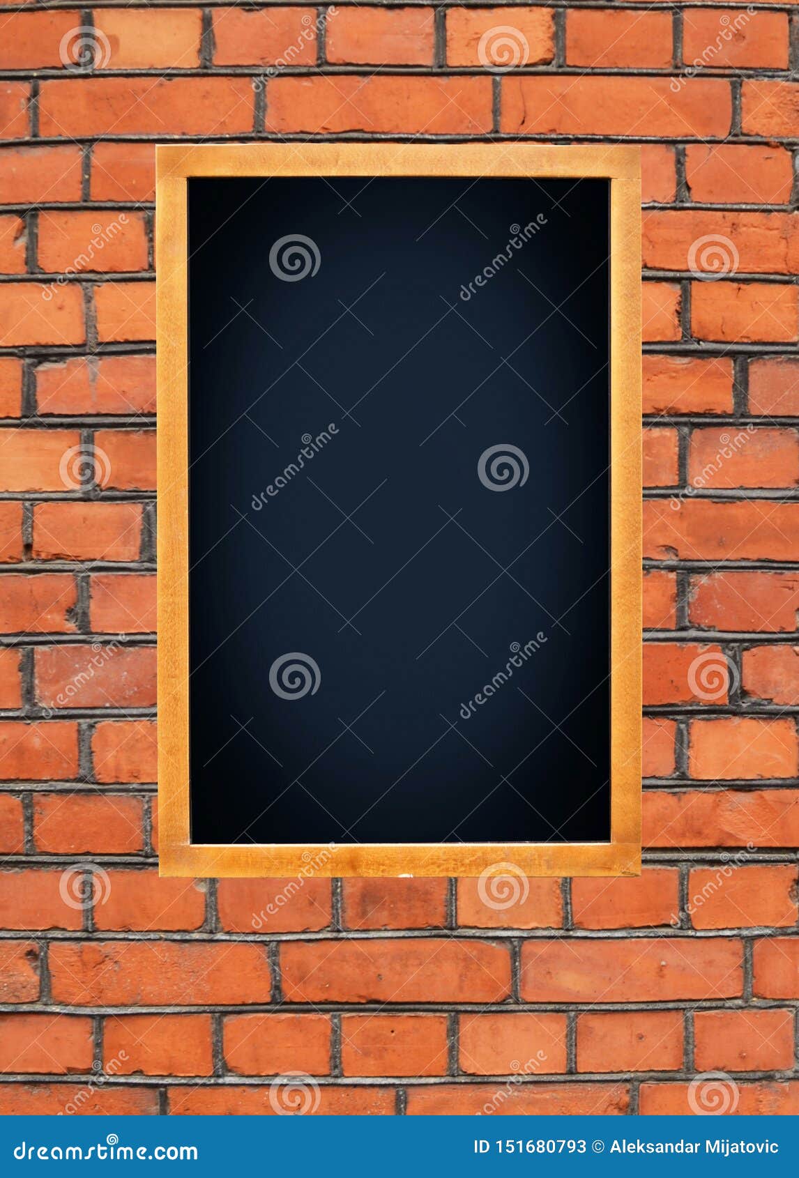 Blank Menu Board Hanging on Brick Wall Stock Image Image of road