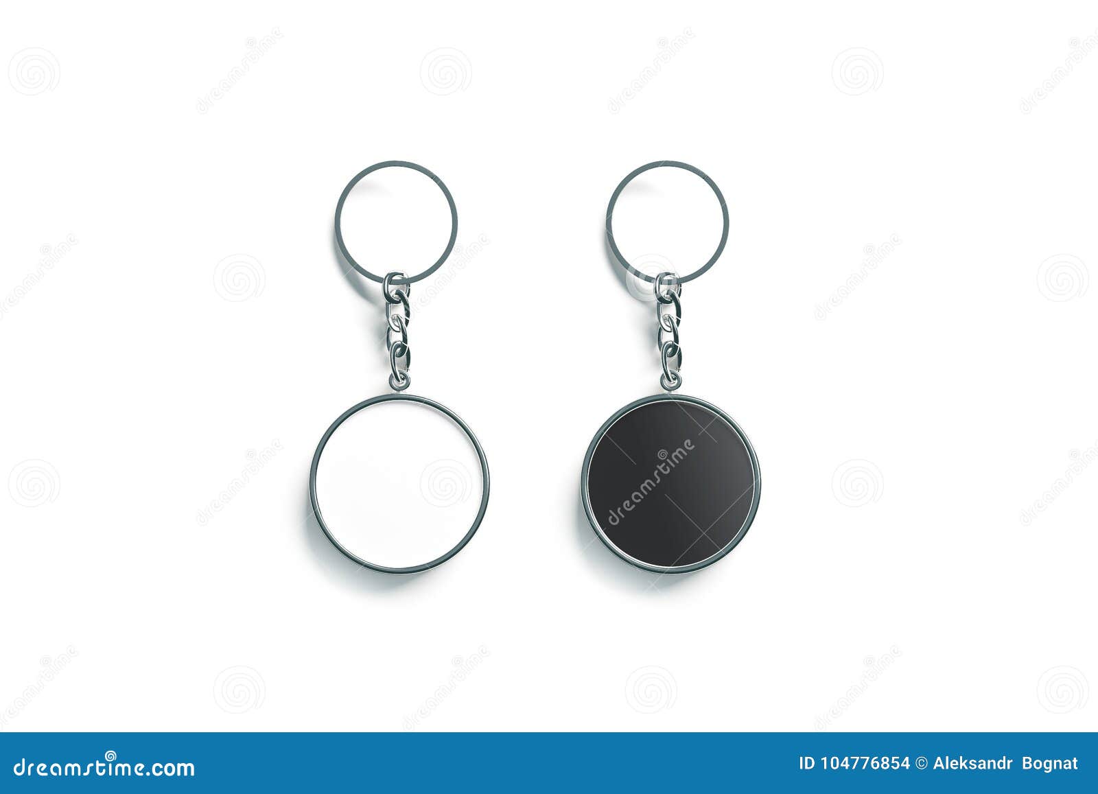 blank metal round black and white key chain mock up