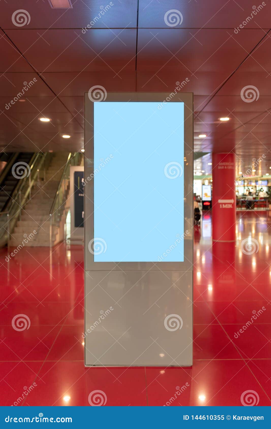 Blank Mock Up of Vertical Light Box on Airport Stock Image Image of