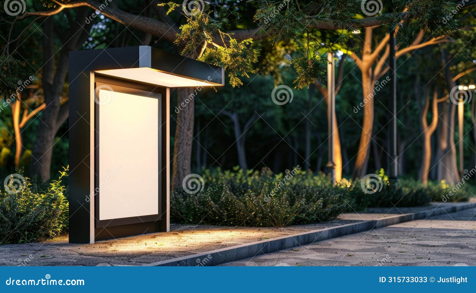 blank mockup of a customizable outdoor kiosk with interchangeable panels for different events or locations
