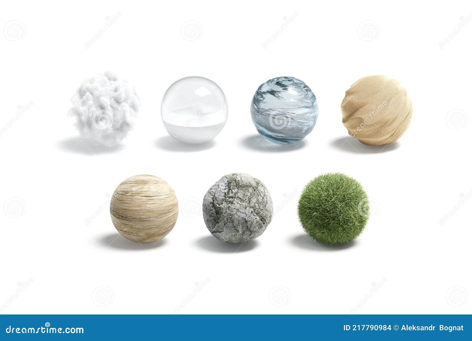 blank nature textured ball mockup set, 