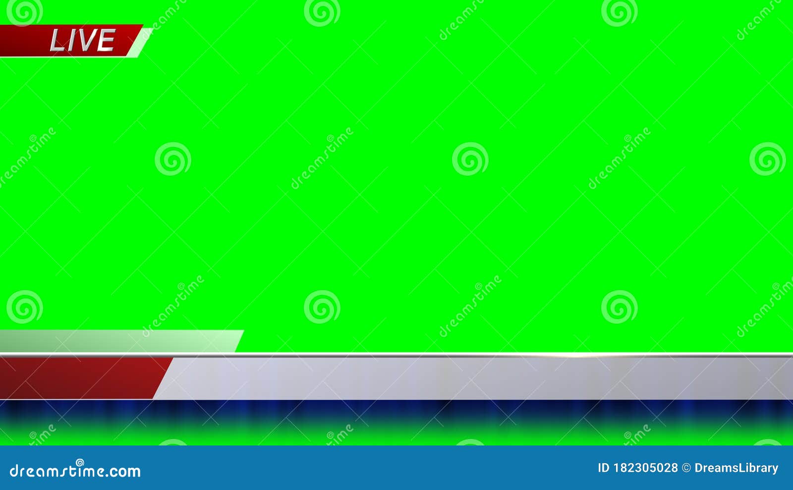 blank news lower third 1 on chroma key green background