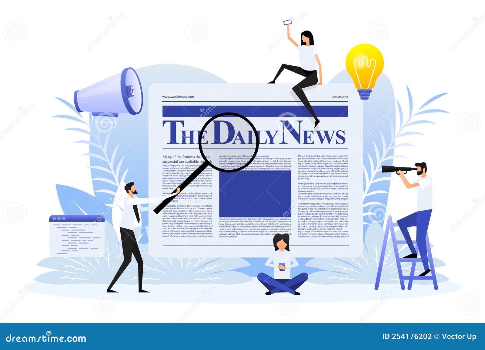 Blank daily Newspaper. Breaking News. News and Press. Stock Vector Illustration of isolated