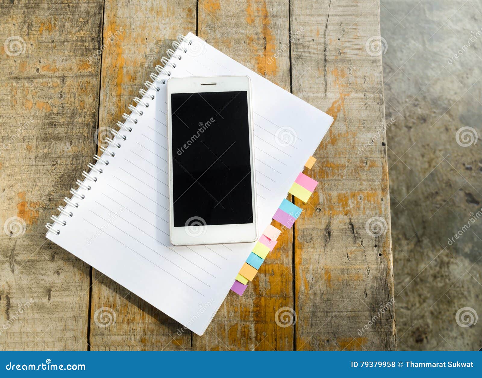 Blank Note Book with and Smart Phone Stock Photo Image of label, page