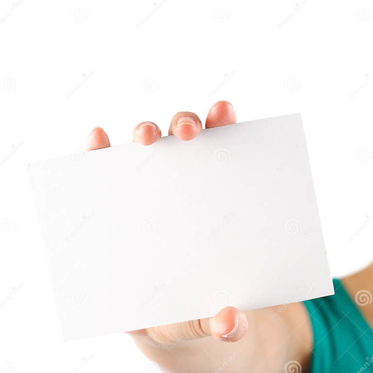 Blank note card stock image. Image of fingers, displaying 10018525