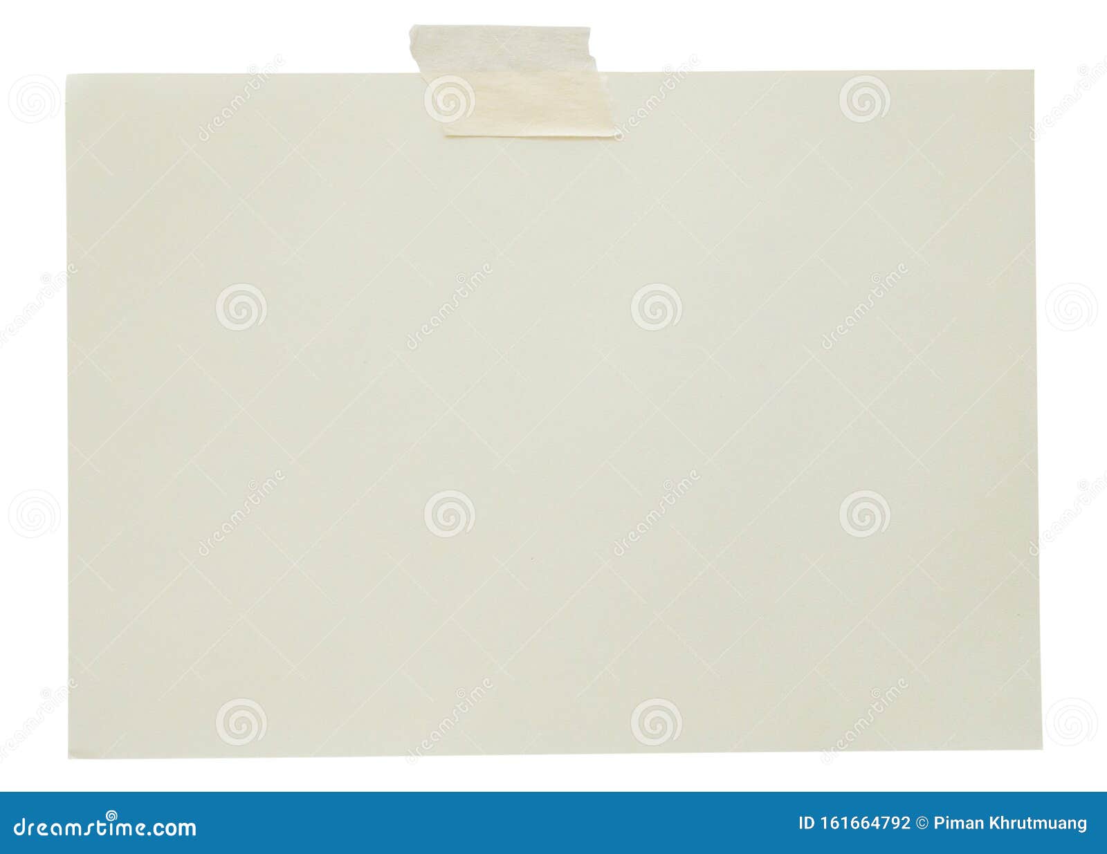 Blank Note Paper with Adhesive Tape Isolated on White Stock Photo