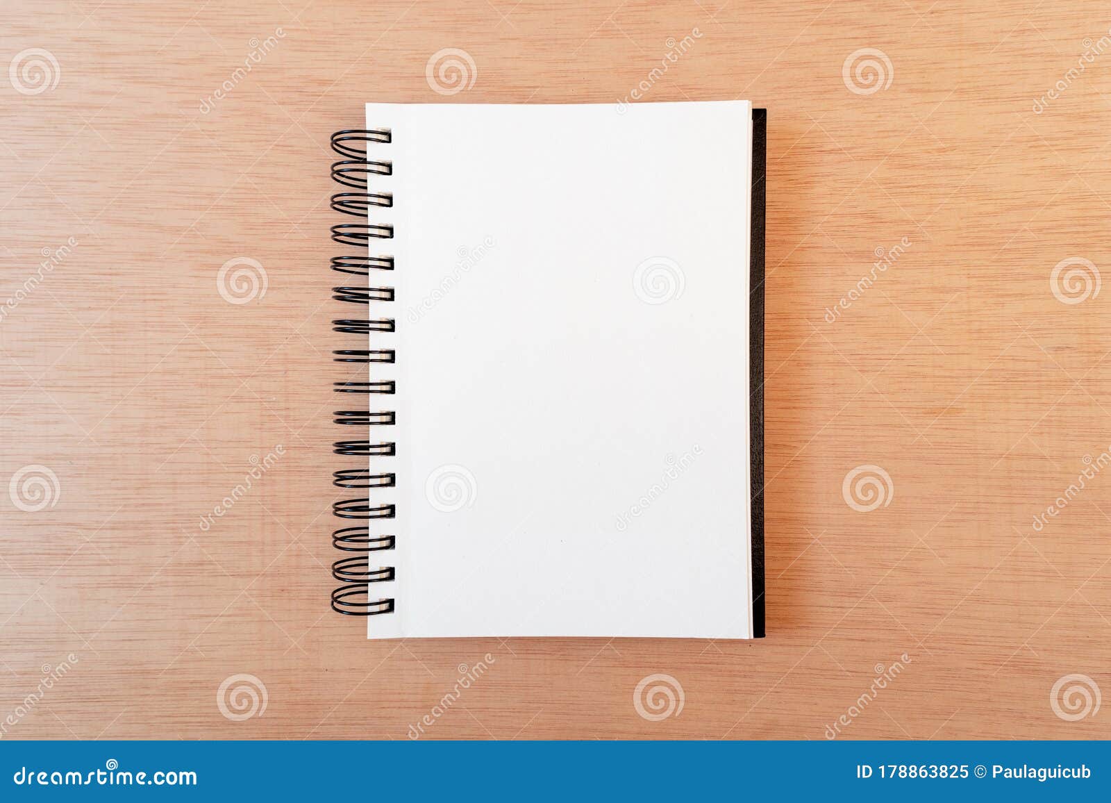 Blank Notebook, Ring Binder, in a Cork Background. Flat Lay, Copy